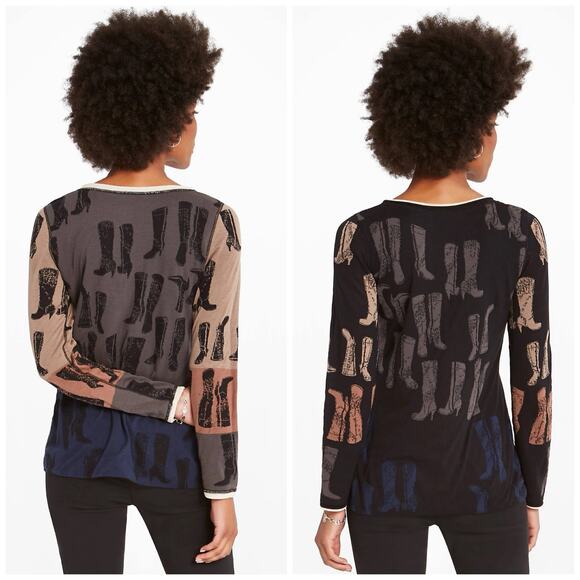 Nic + Zoe These Boots Reversible Jacquard Sweater Womens Small Casual Western - Picture 2 of 15